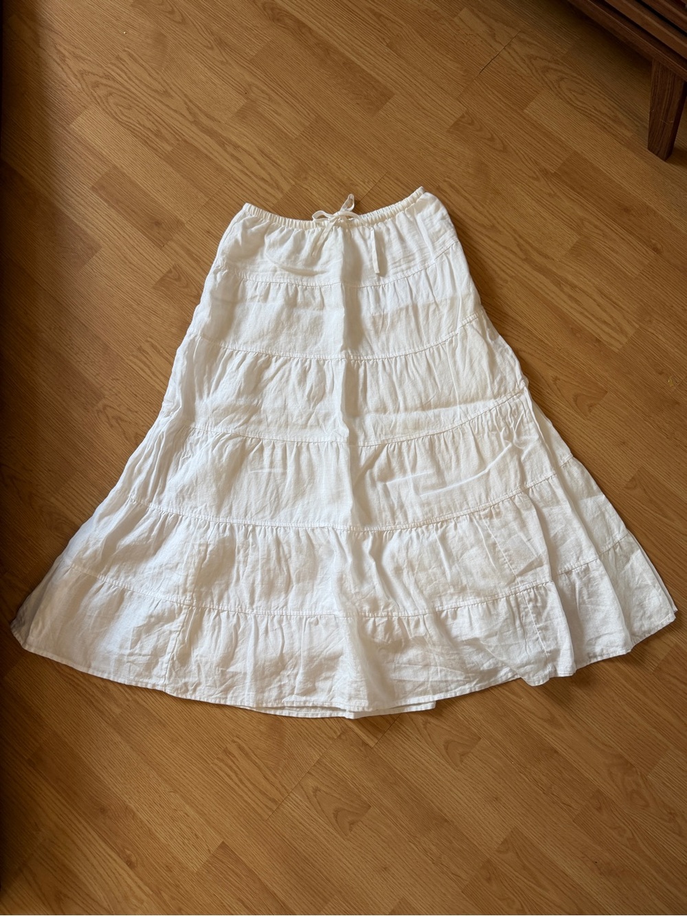 Wilfred White Tiered Maxi Skirt with Drawstring Waist